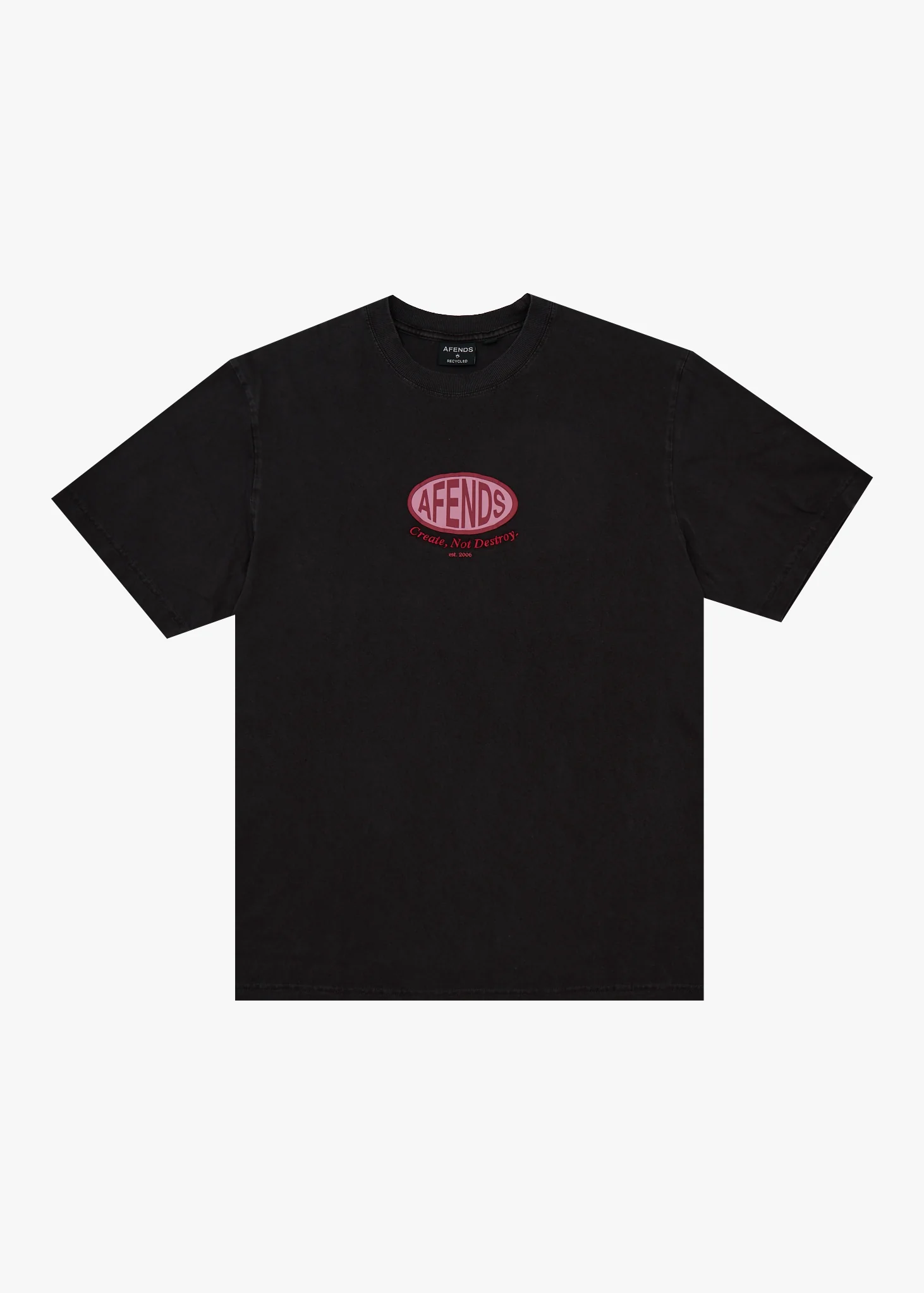 AFENDS Mens Destroyed - Retro Tee - Stone Black