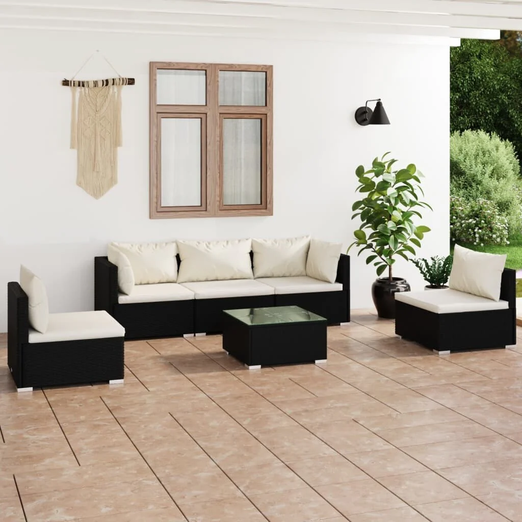 vidaXL Patio Lounge Set Outdoor Sectional Sofa Set Table Garden Poly Rattan - 27.6 x 27.6 x 23.8