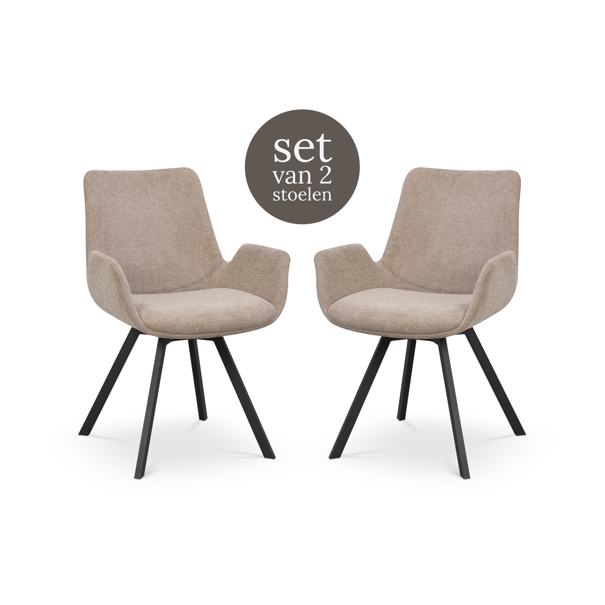 Rowico Home Norwell Draaibare Eetkamerstoel Beige - Set Van 2