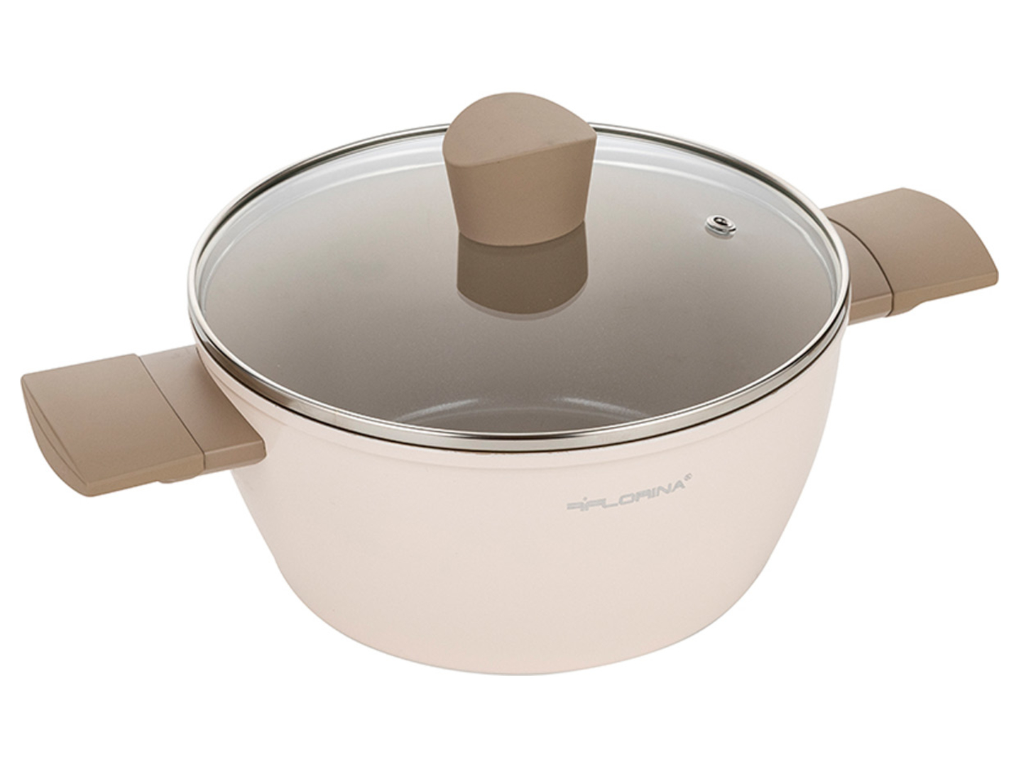 Garnek aluminiowy z pokrywką Mokka 2,1 l beżowy