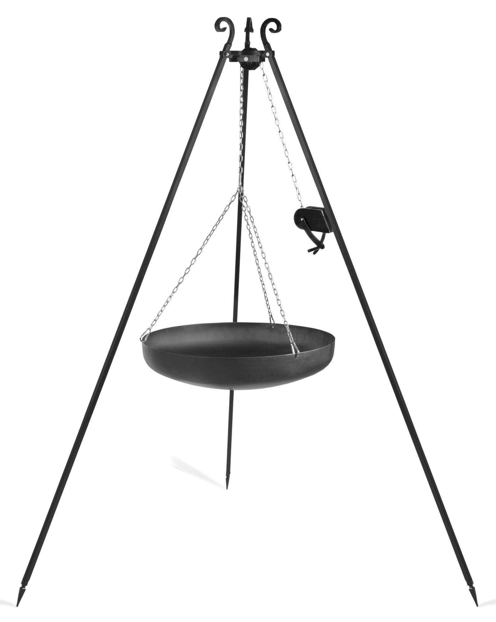 Wok na trójnogu z kołowrotkiem 180 cm, TRIVO, stal, 60 cm | TYLETEGOTU