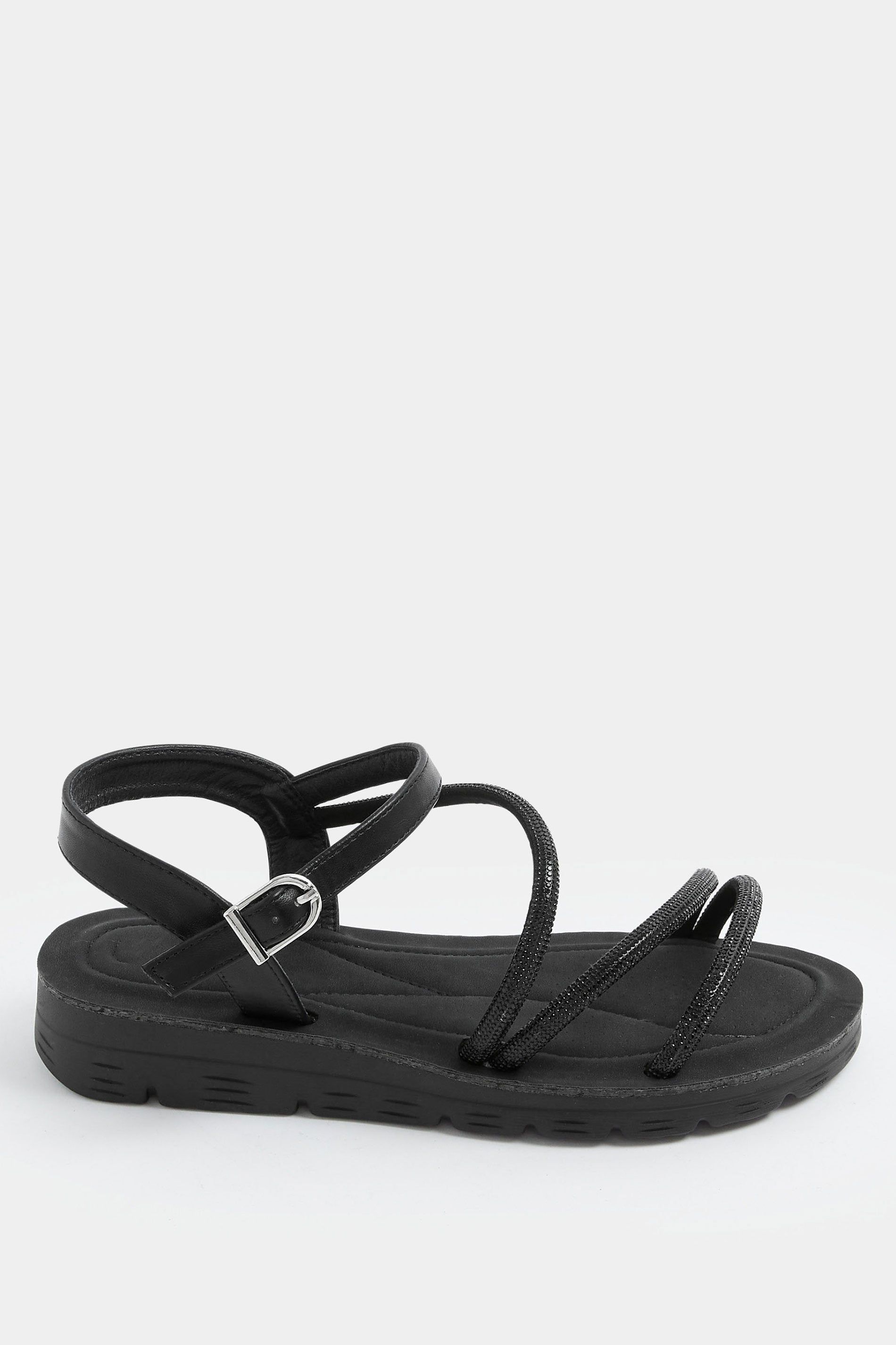 Yours Glitter Comfort Sandals In Extra Wide EEE Fit