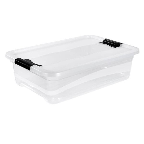 Boîte de rangement plate transparente 28 litres - Blanc