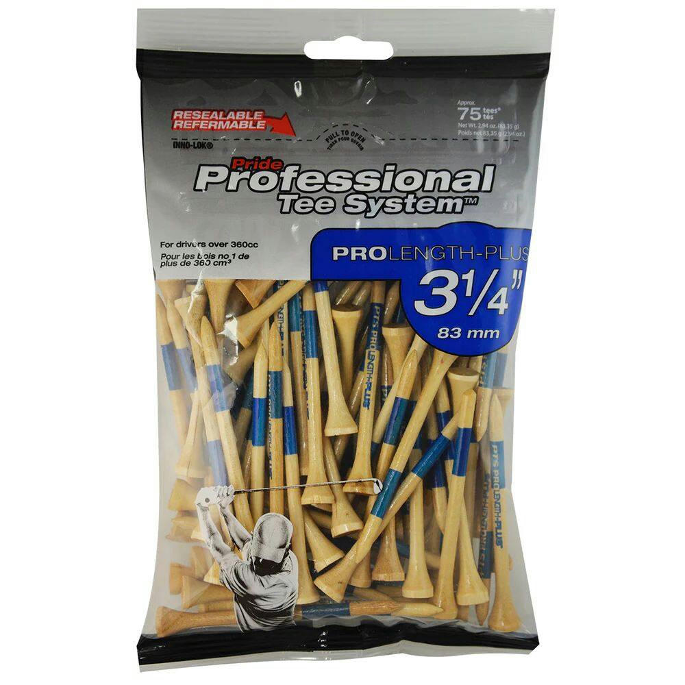 Pride Professional Biodegradable Hardwood Golf Tee, 3-1/4-in, 75-pk, White