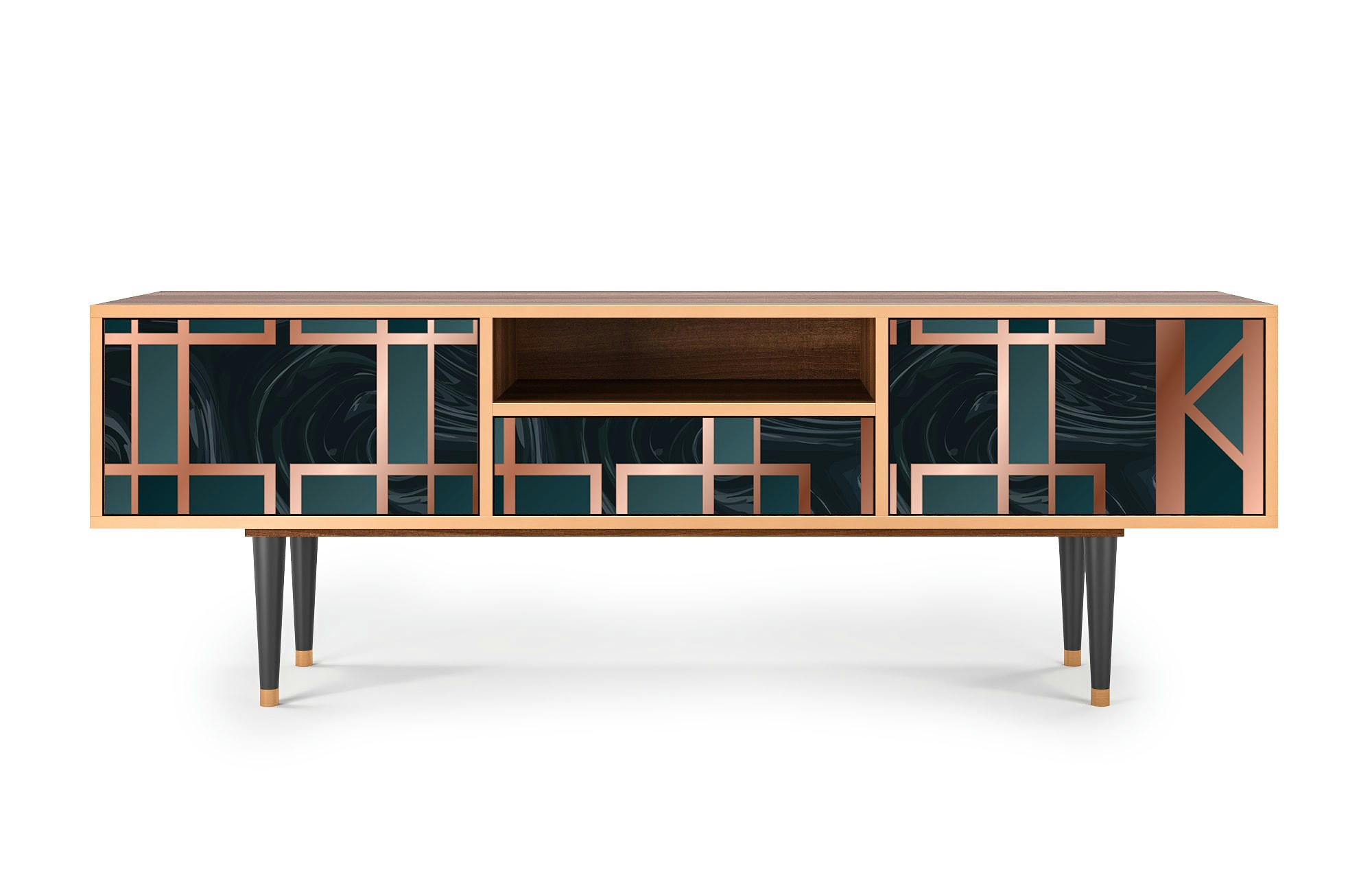 EMERALD METRO - Meuble TV  bleu-vert 1 tiroir et 2 portes L 170 cm