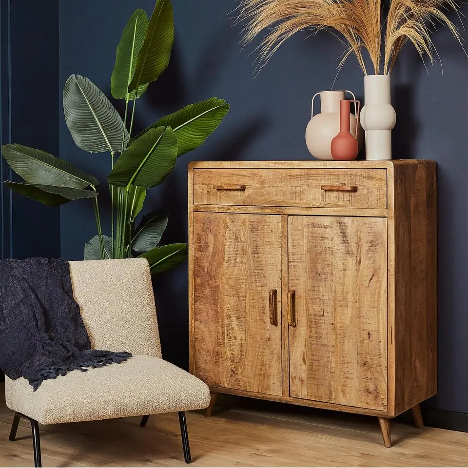 Kabinetkast Naturel Mangohout - 100x45x115cm - Omaha