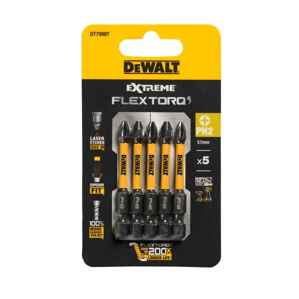 TORSJONBITS DEWALT DT7998T-QZ PH2 57MM 5STK