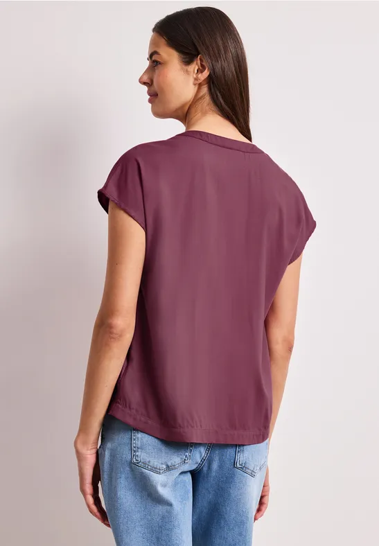 Blusenshirt in Unifarbe mit Split Neck