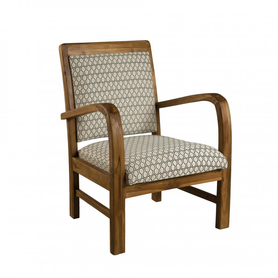 ERIS - Fauteuil hexago en teck tissu vert