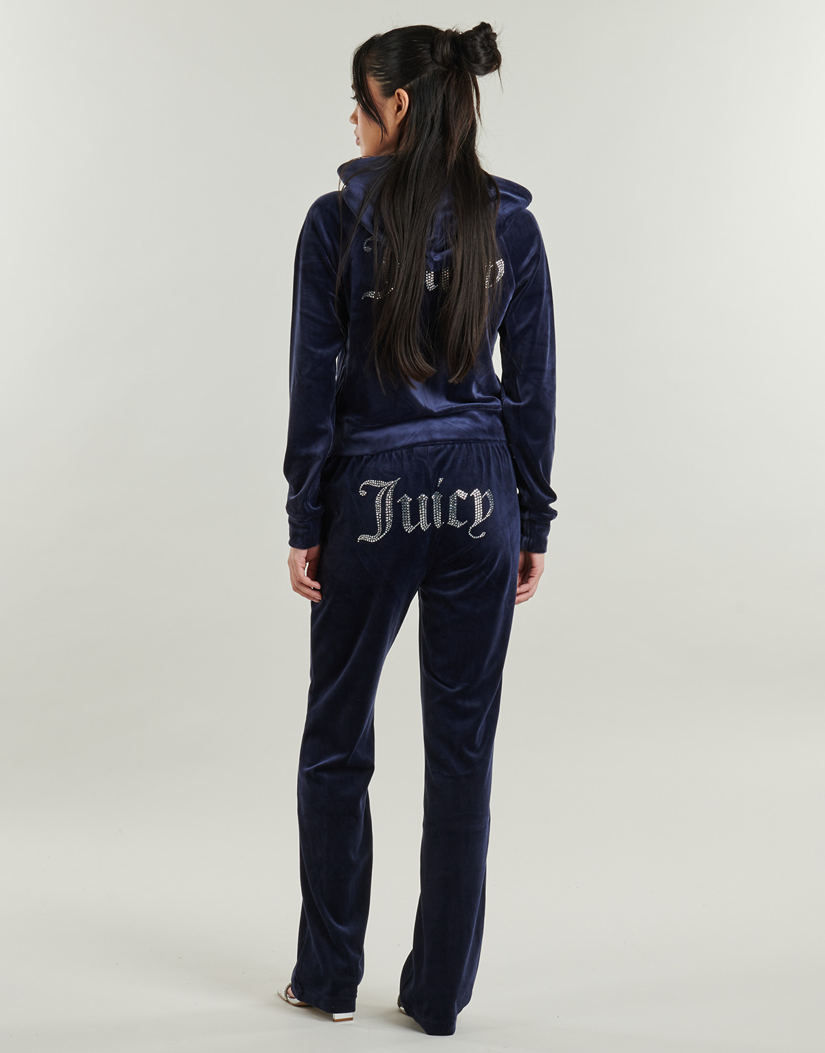 Juicy Couture - Tina Velour Track Pant With Diamante Branding - Marine