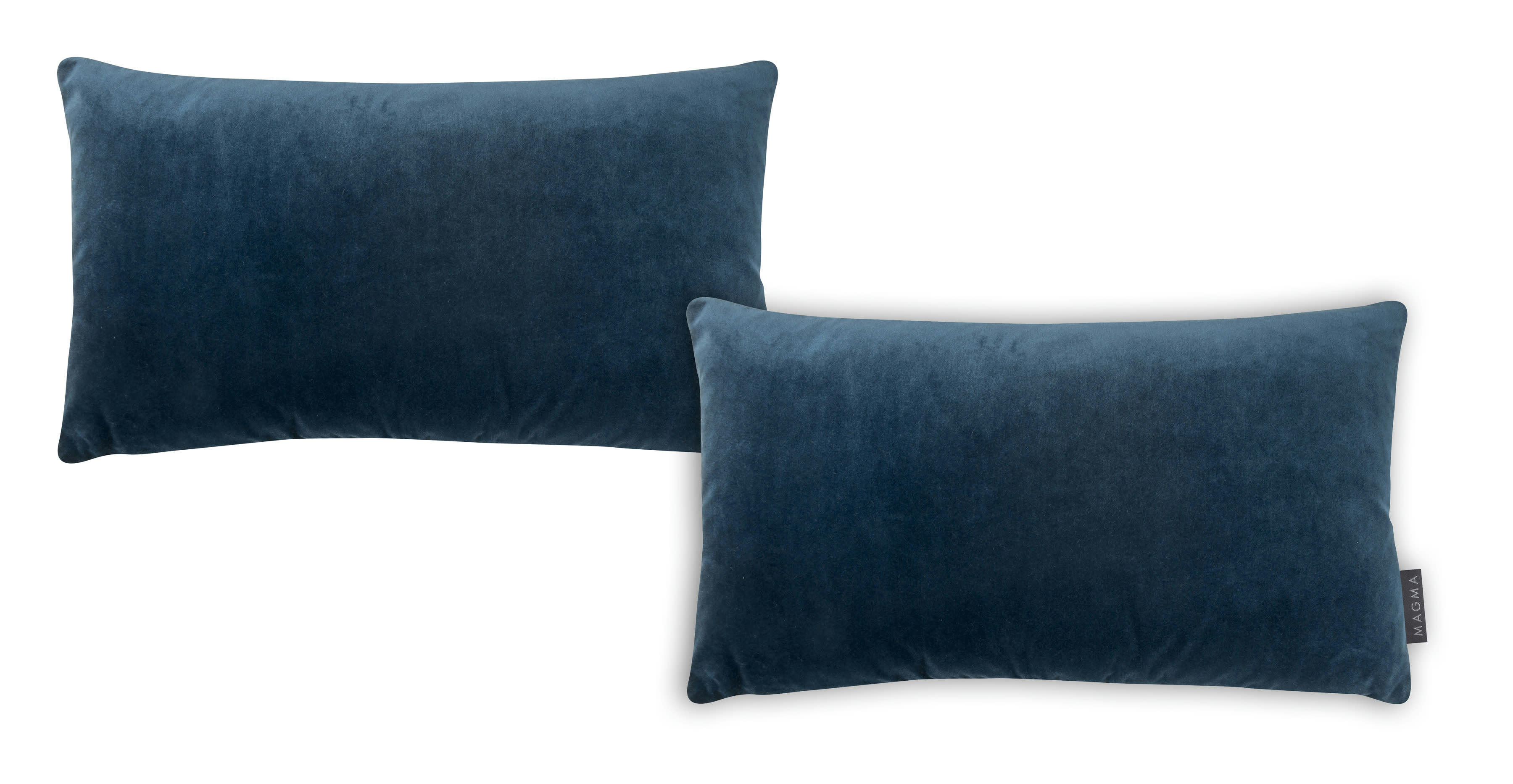 SAMT UNI - Housses de coussin velours bicolore bleu pétrole -Lot de 2- 30x50