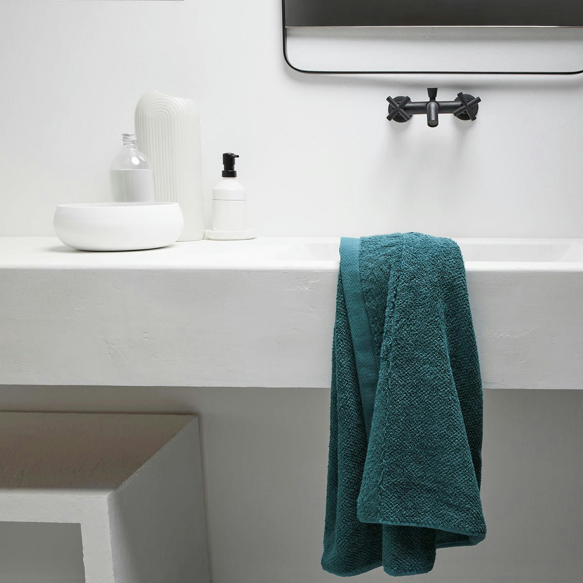 BIO ORGANIC - Drap de bain uni en Coton Bleu 70x130 cm