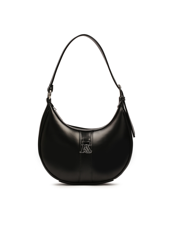 Leather handbag with short shoulder handle