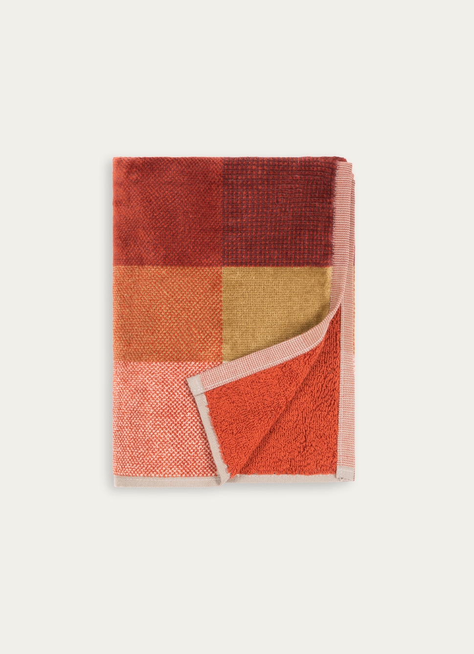 SERVIETTE DE BAIN EN VELOURS à CARREAUX ROUGE FONCÉ