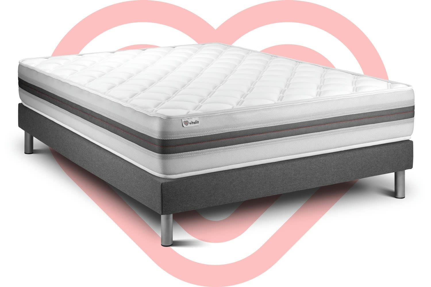 VITALMEMO BACK - Ensemble Mousse  à mémoire de forme 140x190cm Gris