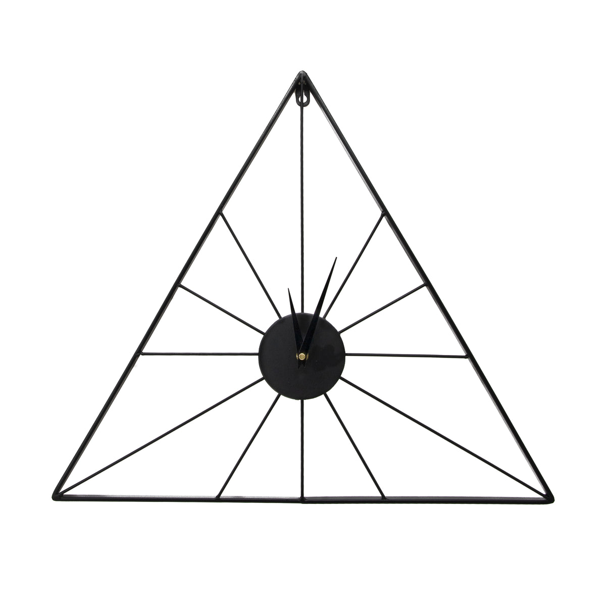 Art for the Home Klok - Luxe Zwarte Driehoek Hangende Klok - 58cm x 50 cm