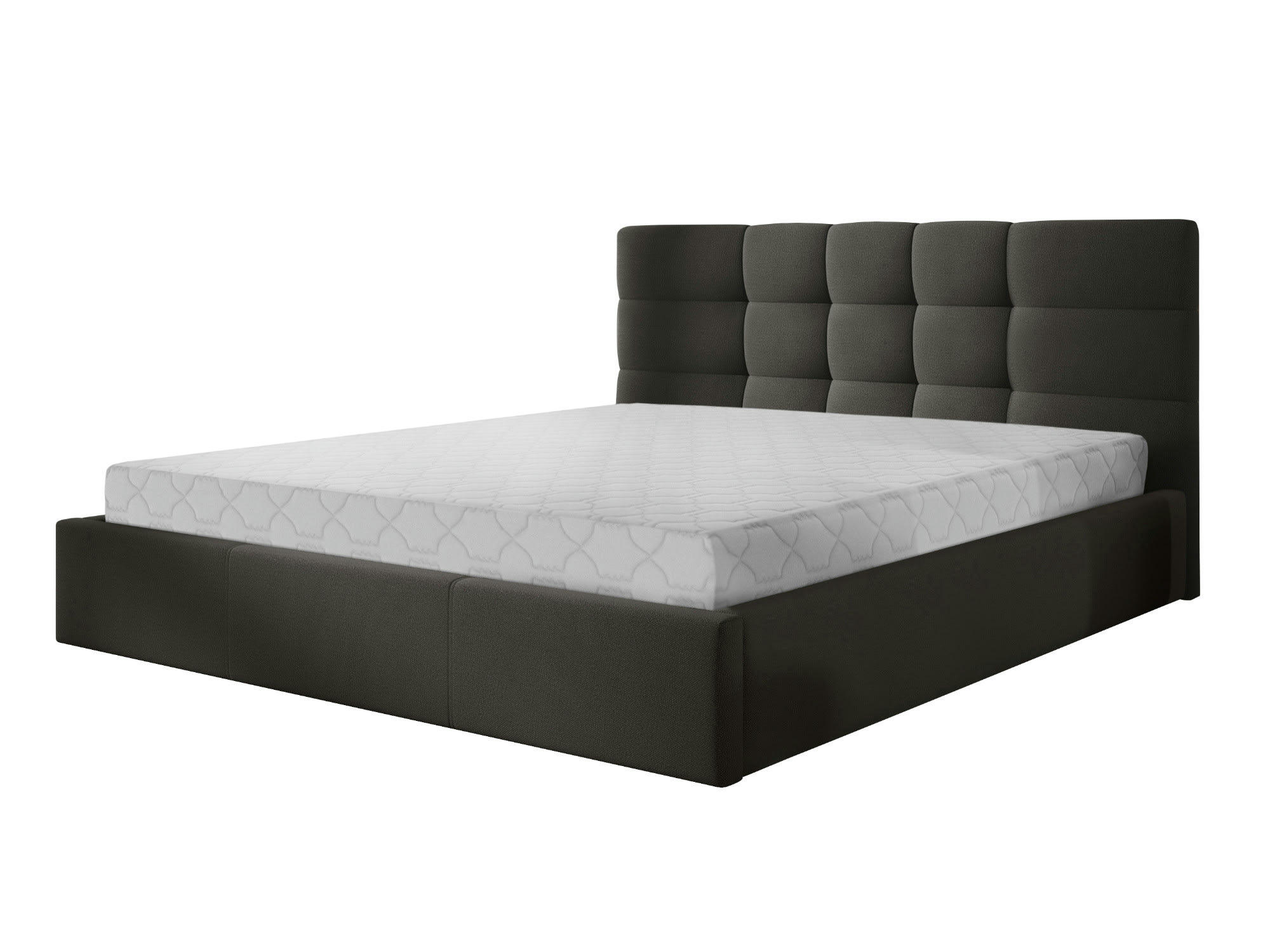 MAEL - Lit coffre en Tissu 180x200 gris anthracite