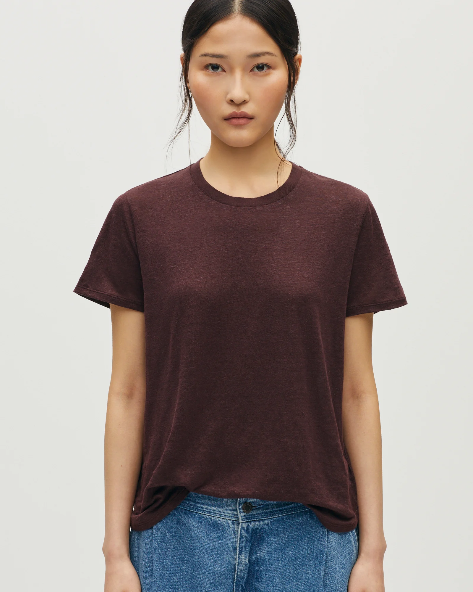 T-shirt col rond en lin