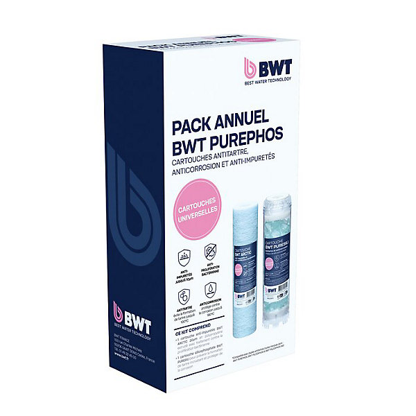 Pack annuel antitartre - BWT - PUREPHOS - 1 cartouche ARCTIC - 1 cartouche PURESILI