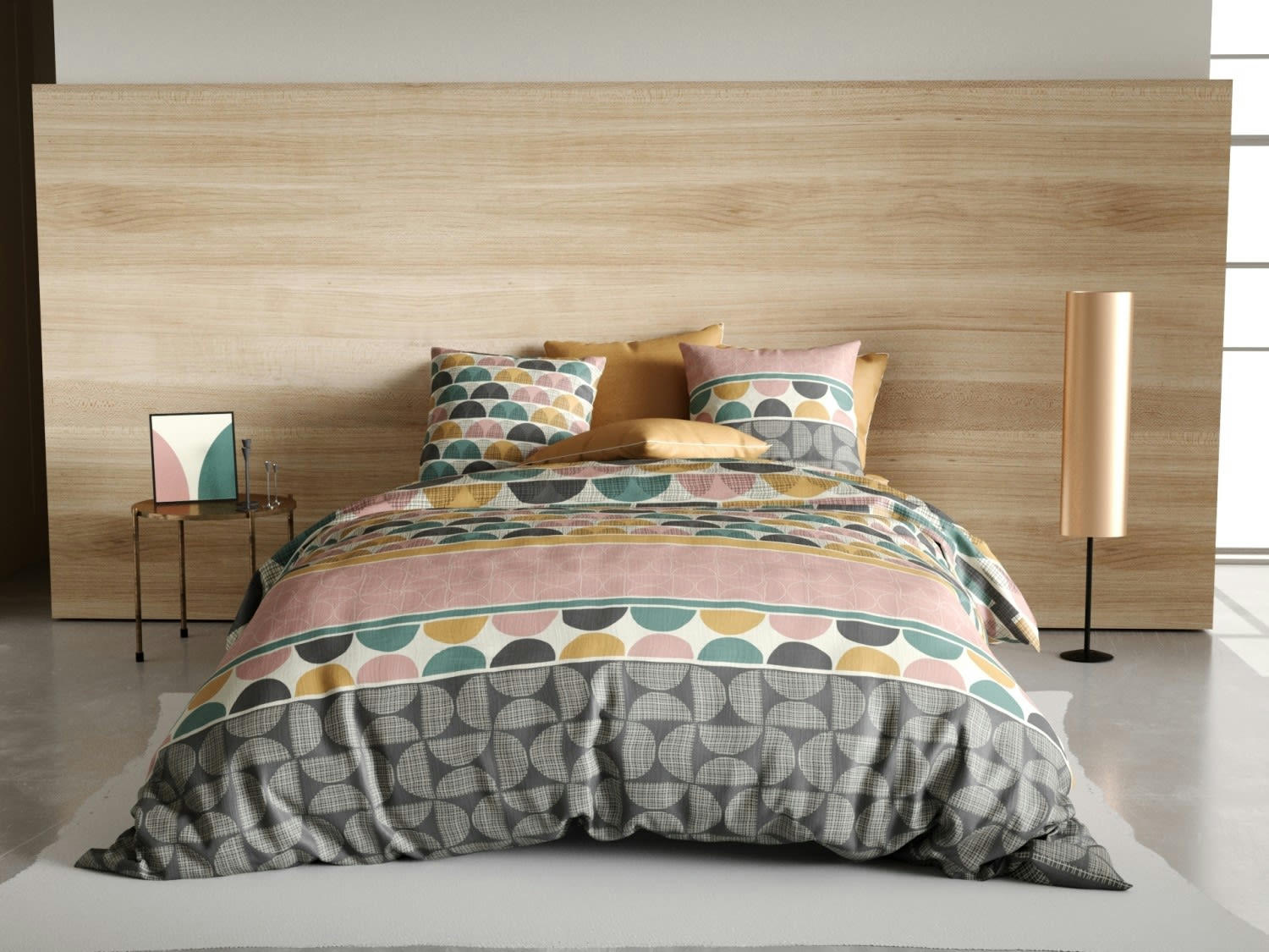 THANOS - Parure housse de couette coton rose 240x260 cm