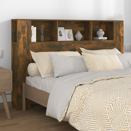 NNEVL Headboard Cabinet Smoked Oak 160x18.5x104.5 cm
