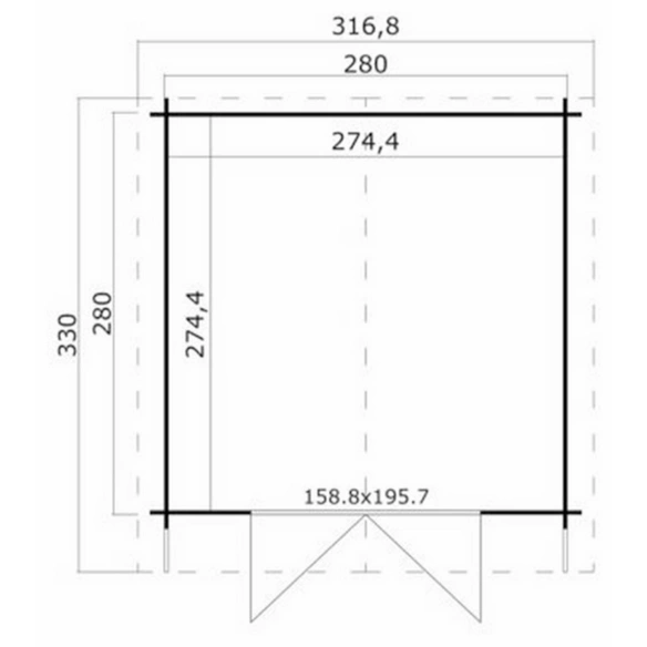 Gartenhaus »Australien Plus«, (BxHxT): 316,8 x 316,8 x 330 cm (Außenmaß), grüngrau/weiss