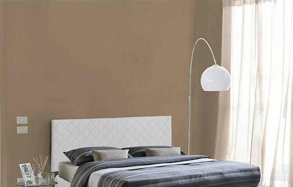 Lit double Cléopâtre, tête de lit murale en simili cuir, 100% Made in Italy, adaptée pour un lit double, 170x60 cm, Blanc