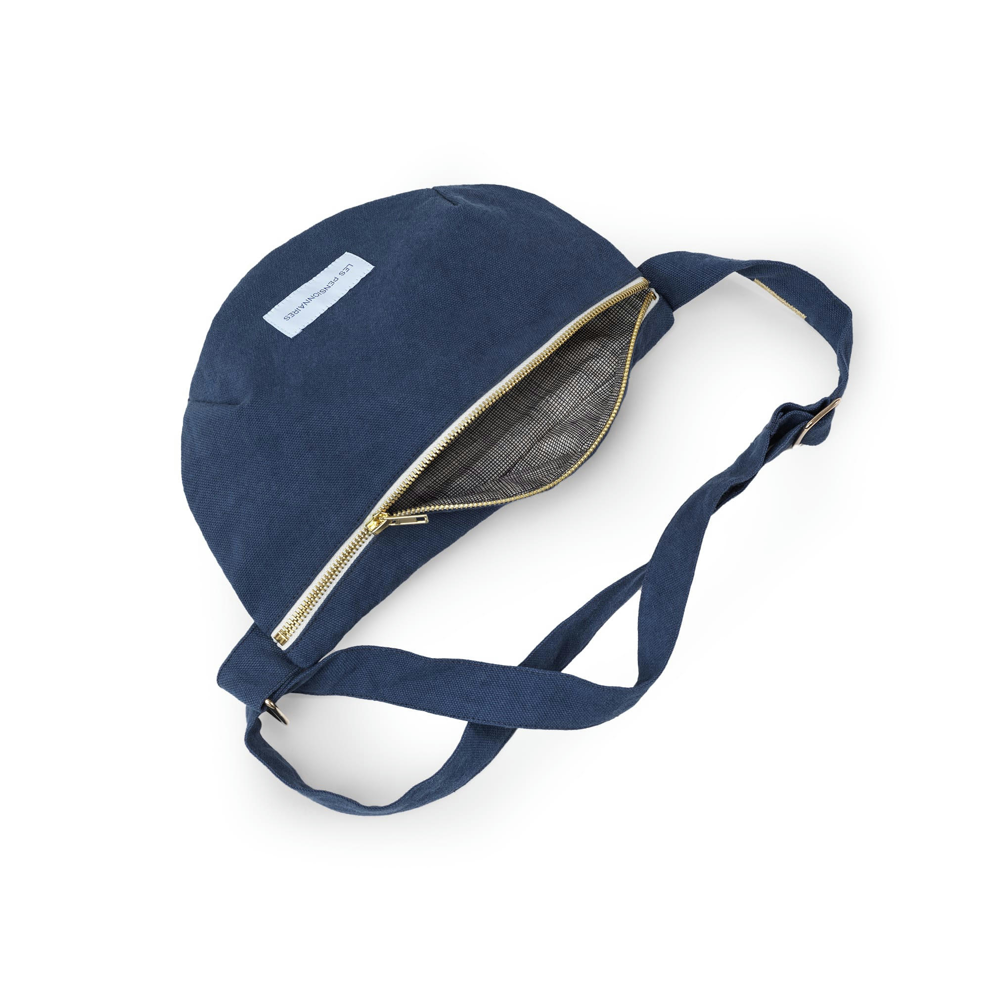 - Sac banane en toile de coton bio bleu orage uni