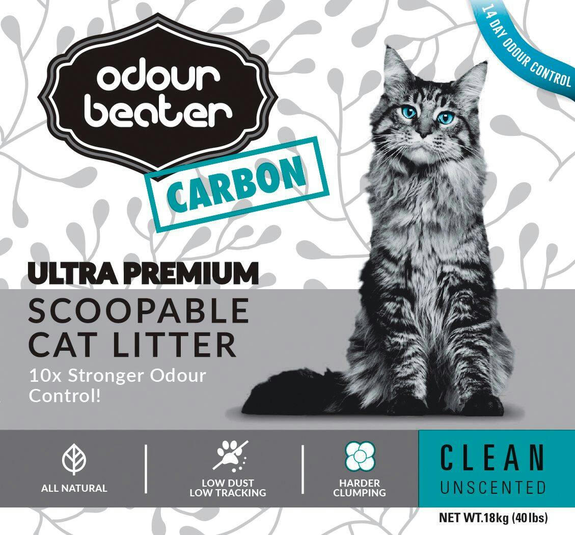Odour Beater Cat Litter, Unscented with Carbon, 18-kg