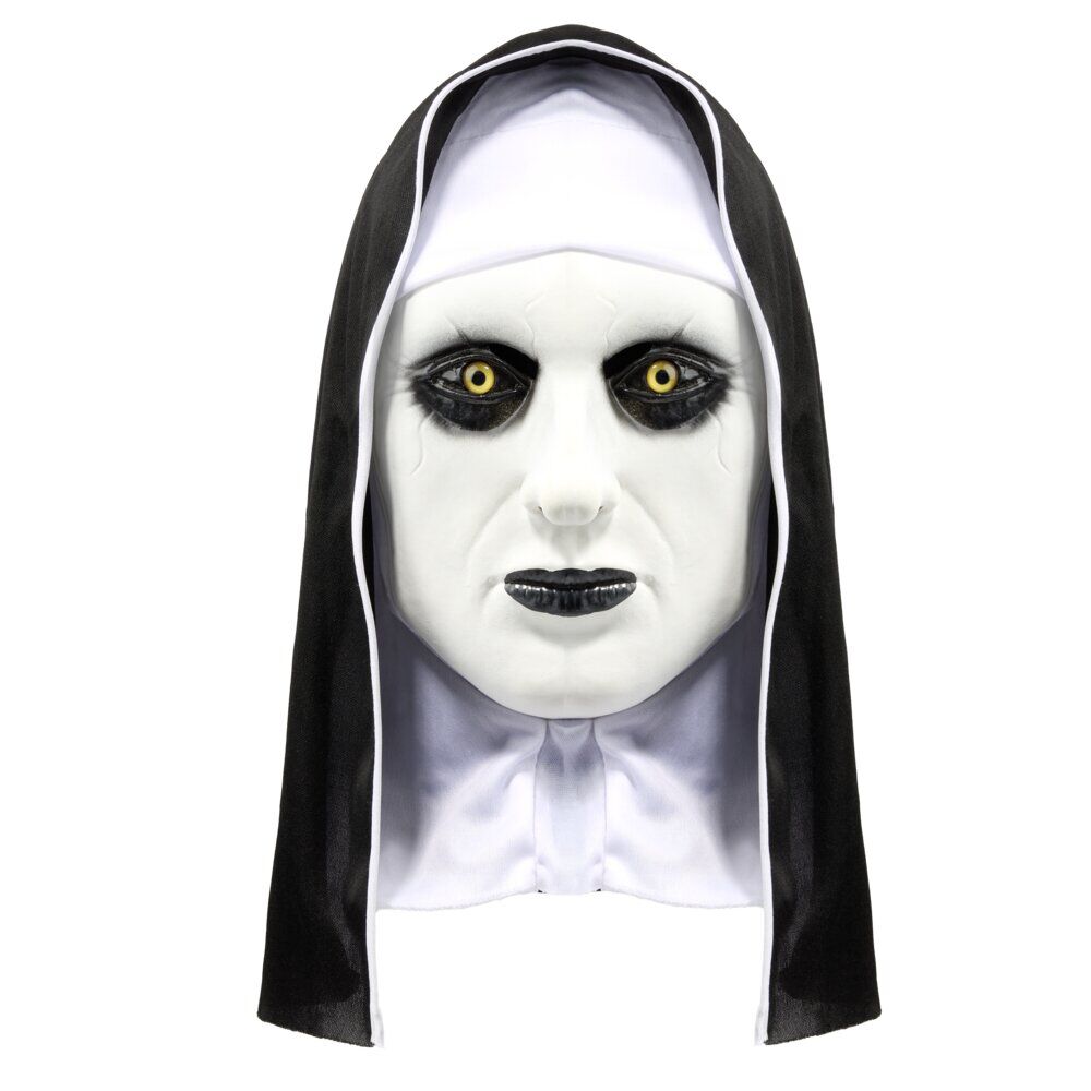 Masque Halloween adulte nonne effrayante latex blanc et noir
