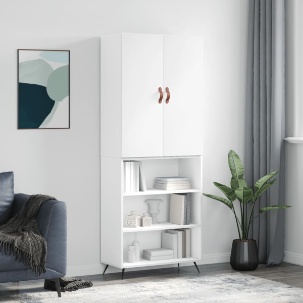 Szafka Regał Witrynka Biała z Drzwiami 69.5x34x180 cm do Salonu Pokoju