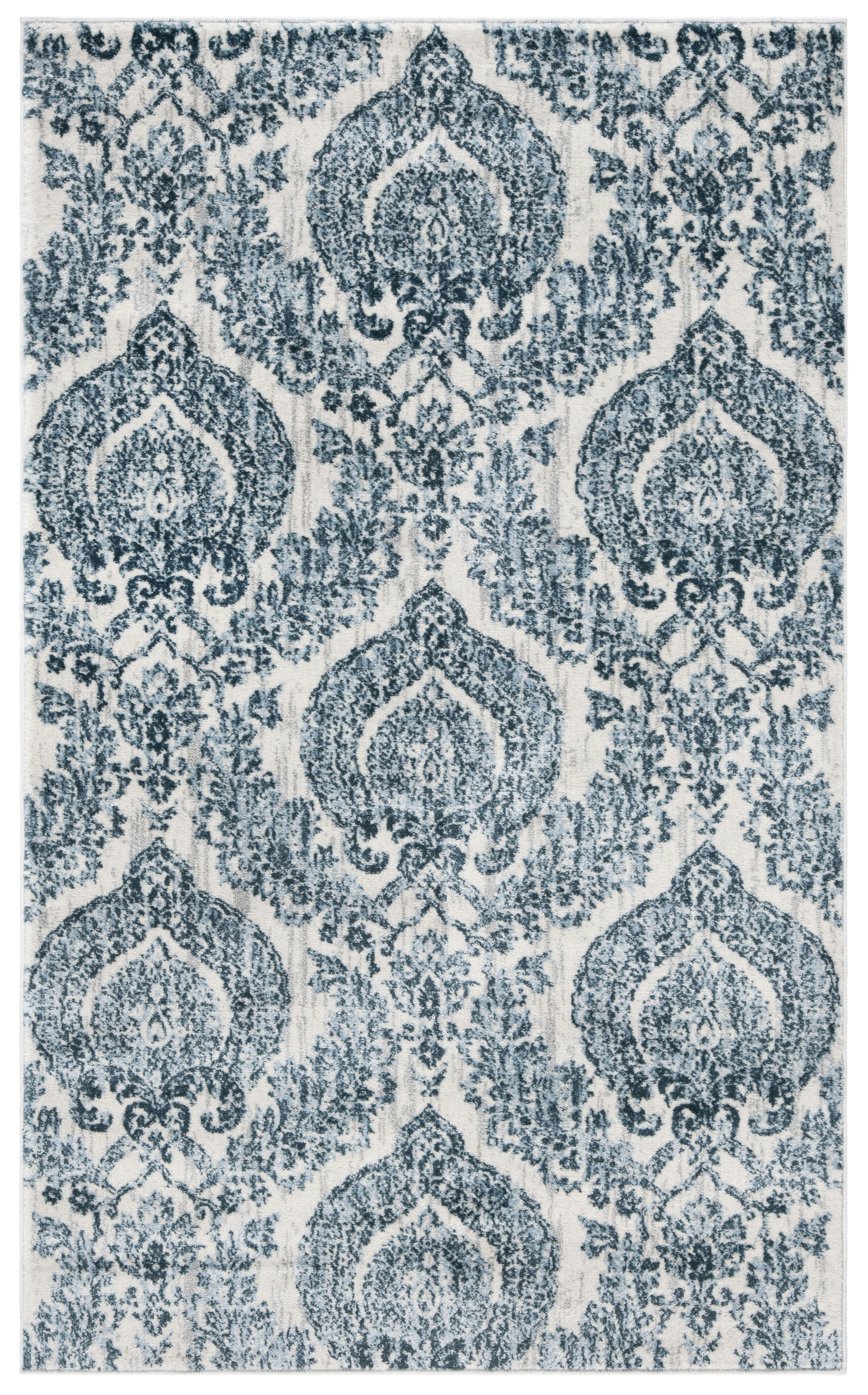 ISABELLA - Tapis de salon interieur en bleu marine & ivoire, 91 x 152 cm