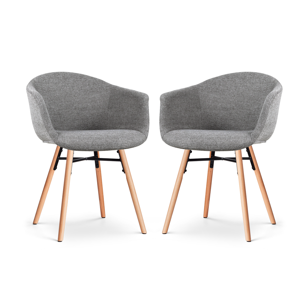 Nolon Nena-Otis Eetkamerstoelen Set van 2 - Donkergrijs - Houten Poten