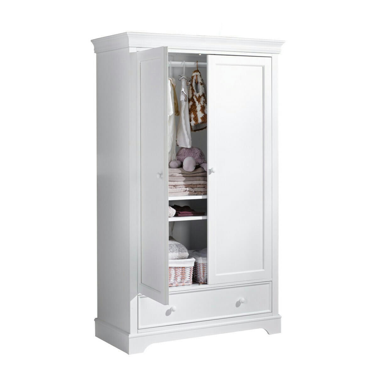 LILA - Armoire bois massif blanc