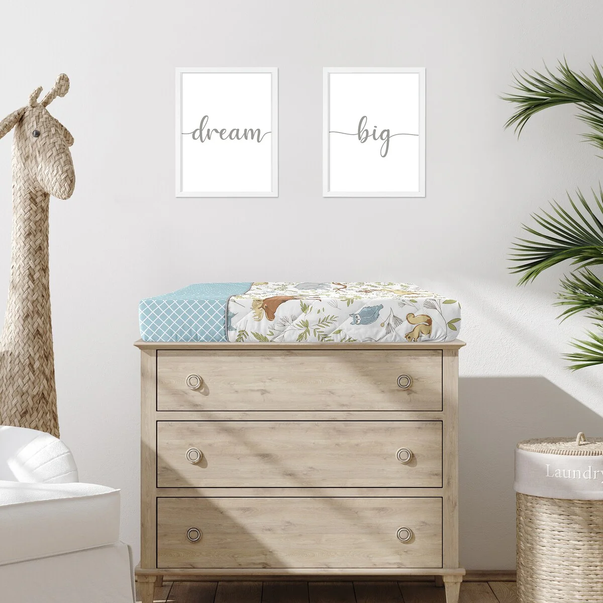 Sweet Jojo Designs Changing Pad Cover for the Woodland Toile Collection - Multi