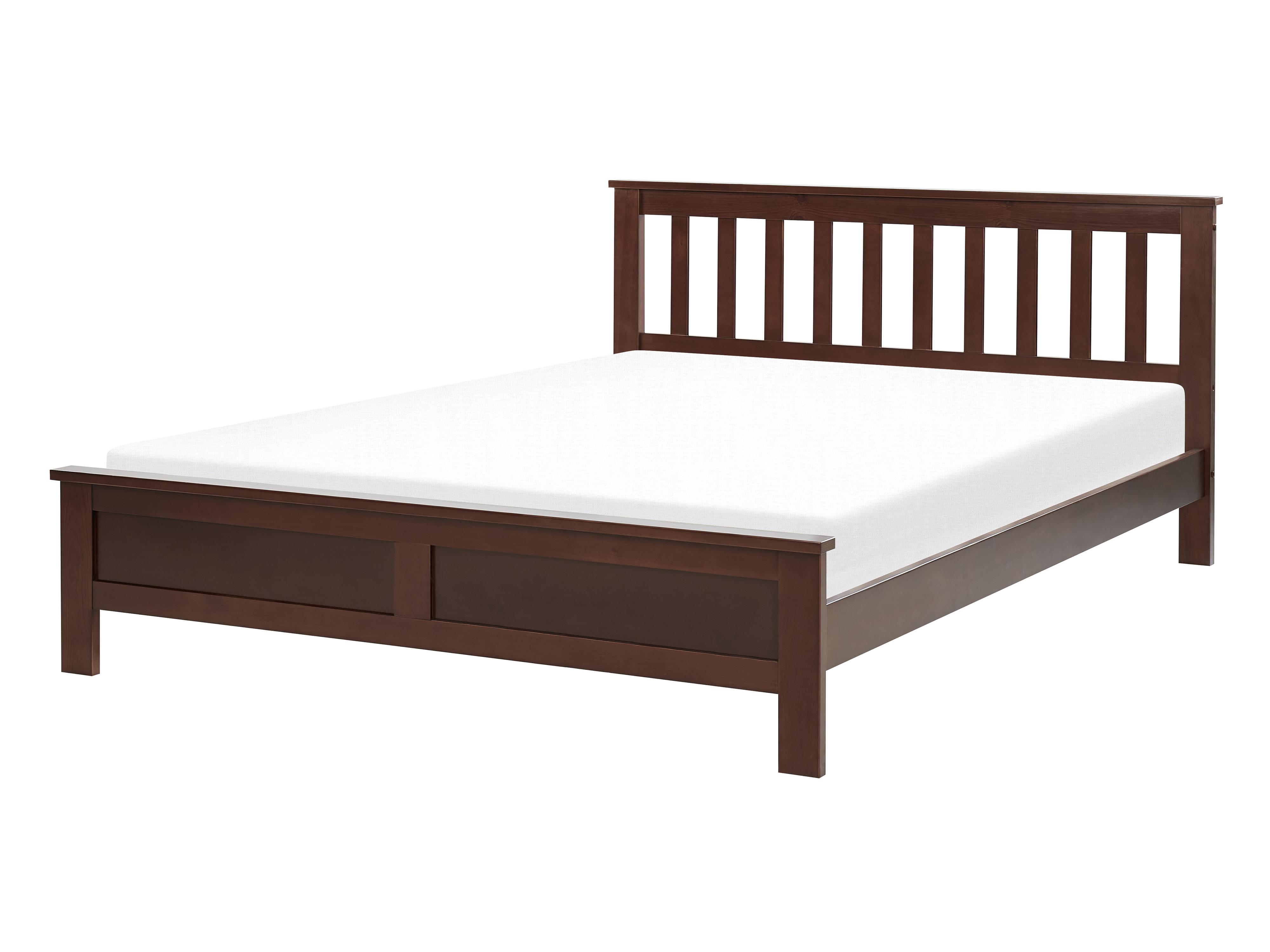 Bed Pine Wood MAYENNE 120 x 200 cm (EU Small Double) Dark Brown