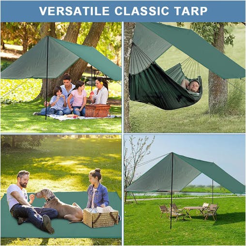 NNEOBA Waterproof Camping Tarp Sunshade UV Protection Tent (Green)