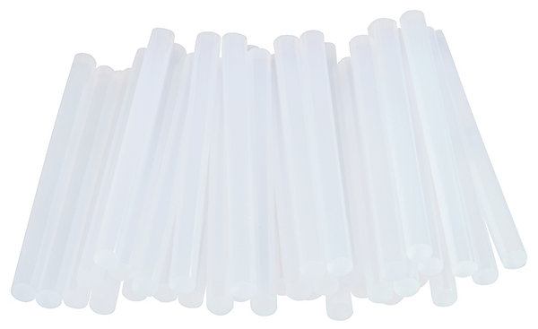 Bâtons de colle transparente universelle 7 mm. Paquet de 36 bâtons courts.