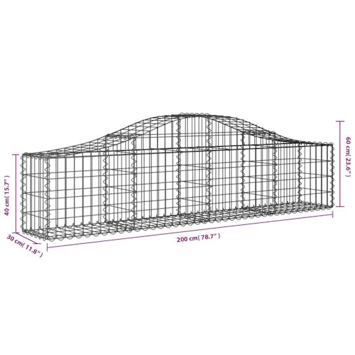NNEVL Arched Gabion Basket 200x30x40/60 cm Galvanised Iron