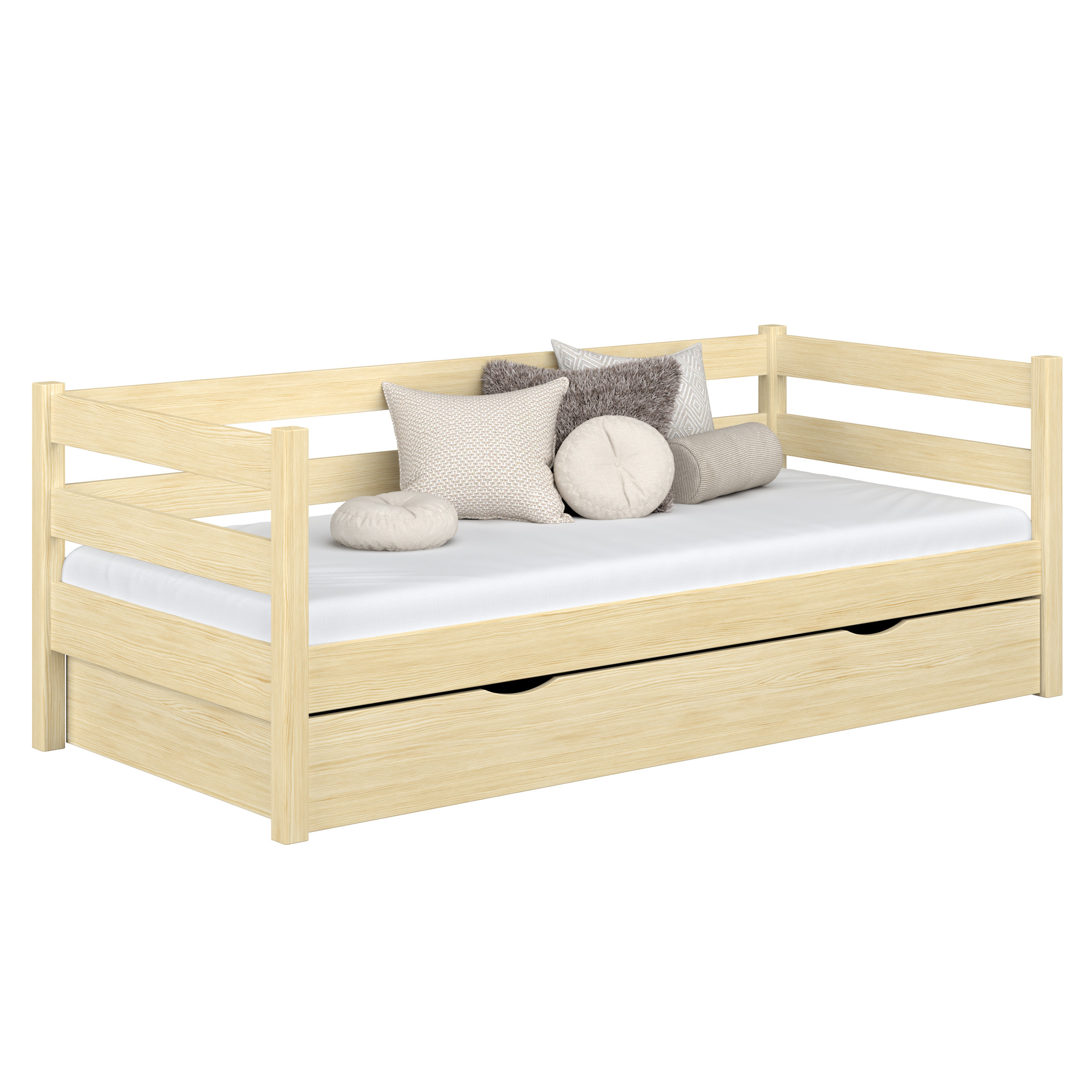 Drewniane łóżko sofa z szufladą N01