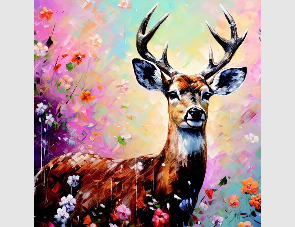 Bild farbenfroher Hirsch
