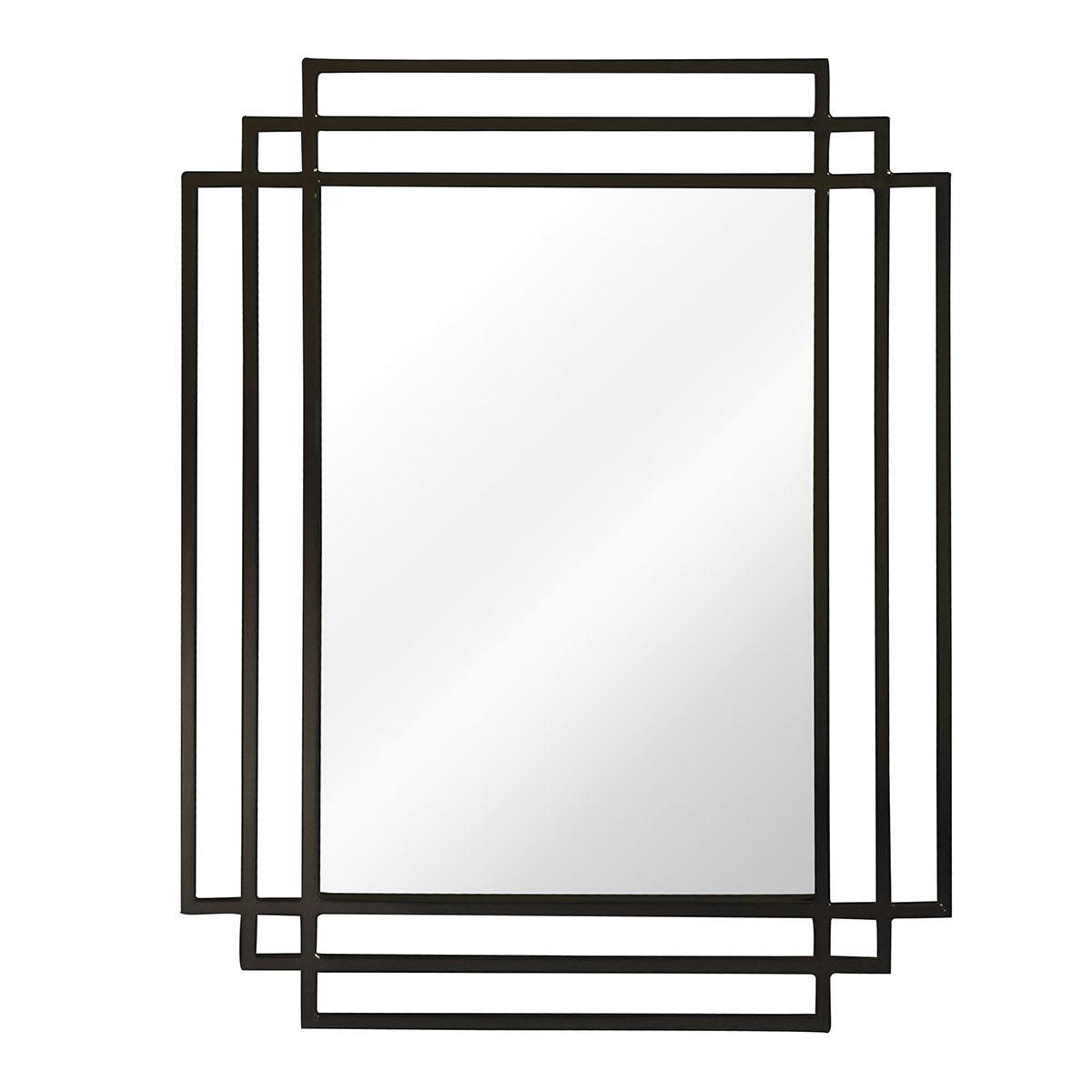 GINGER - Miroir Art Déco rectangulaire en métal noir 101 x 76 cm