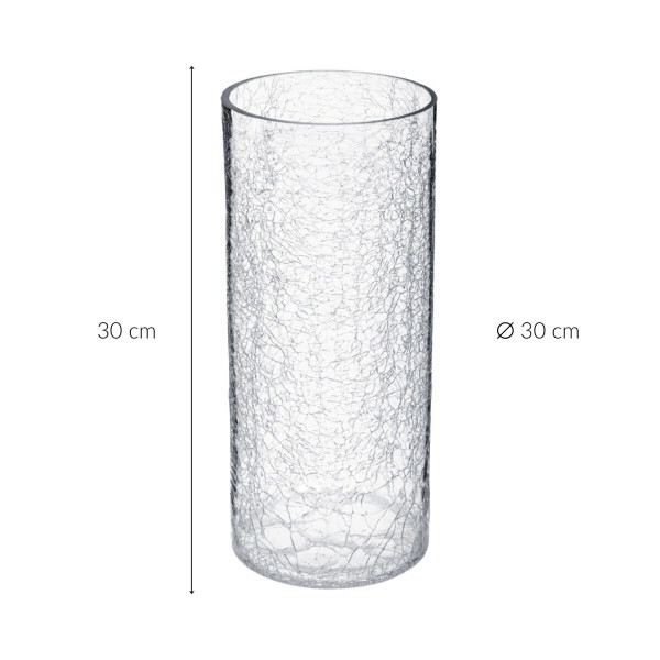Wazon szklany, efekt mrożonego szkła, 30 cm