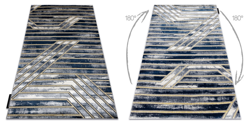 Dywan DE LUXE nowoczesny 460 Linie - Strukturalny granatowy / 120x170 cm