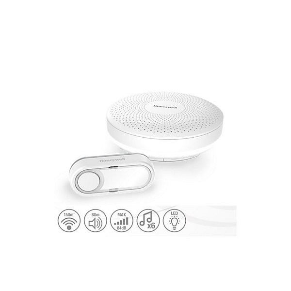 Carillon sans fil mobile honeywell, 150m, 6 mélodies avec led