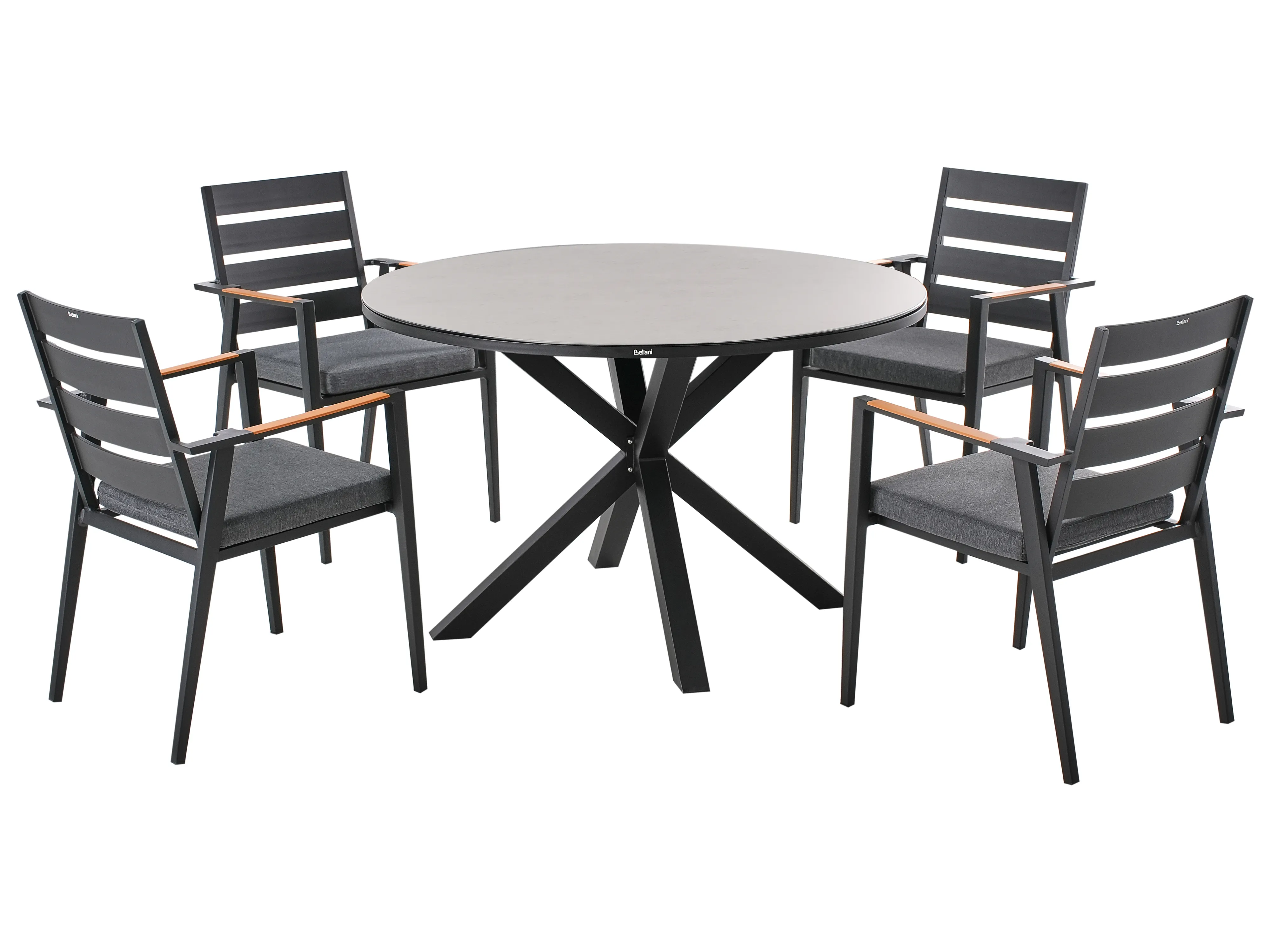 Garden Dining Set 4 Seater MALETTO/TAVIANO with Cushions Metal Grey/ Black
