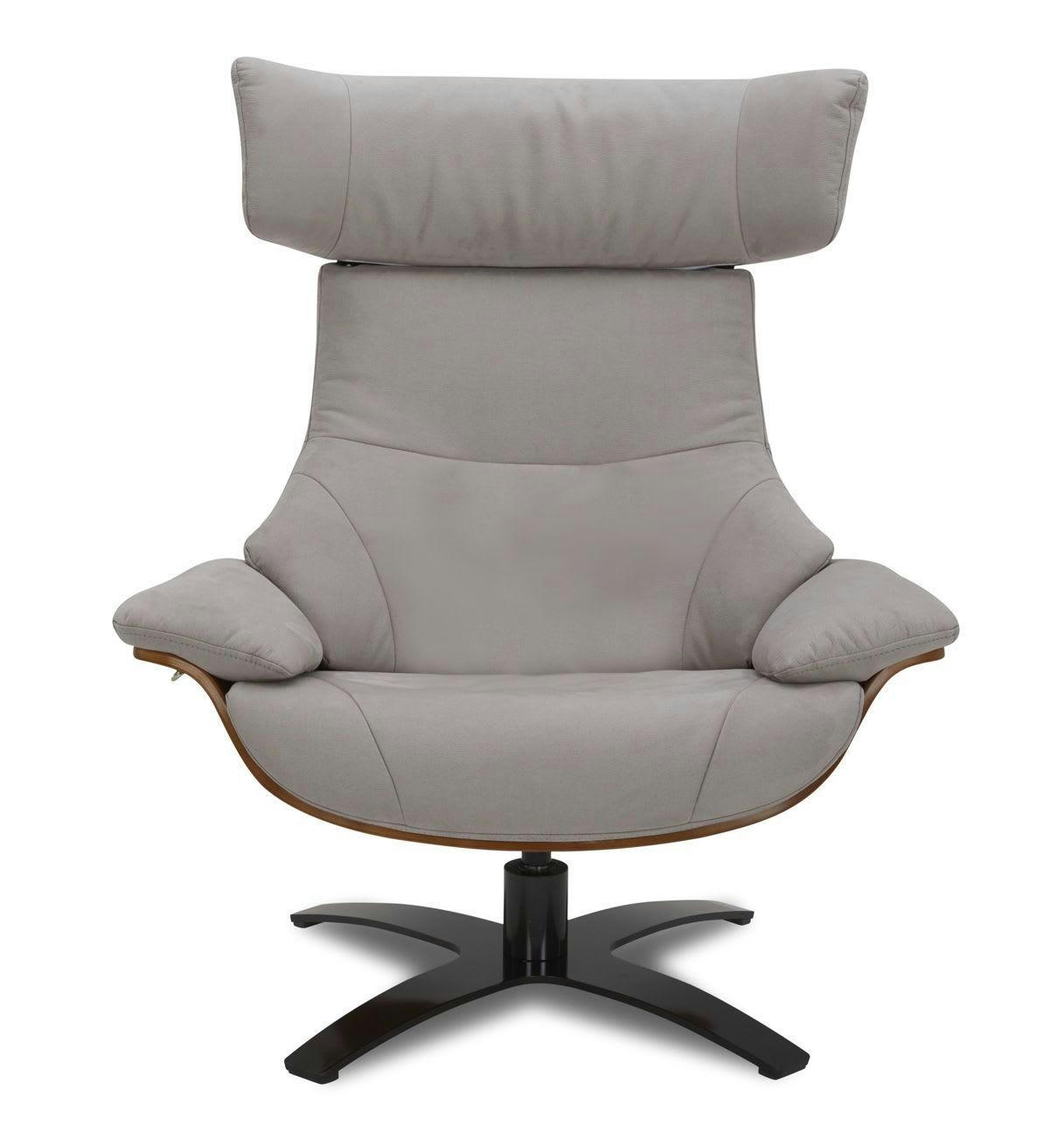 NAOS - Fauteuil en Microfibre et chêne Naturel - Microfibre Gris