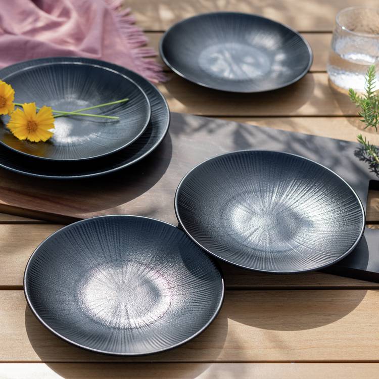 Habitat Black Textured Picnic Side Plate – set of 4
