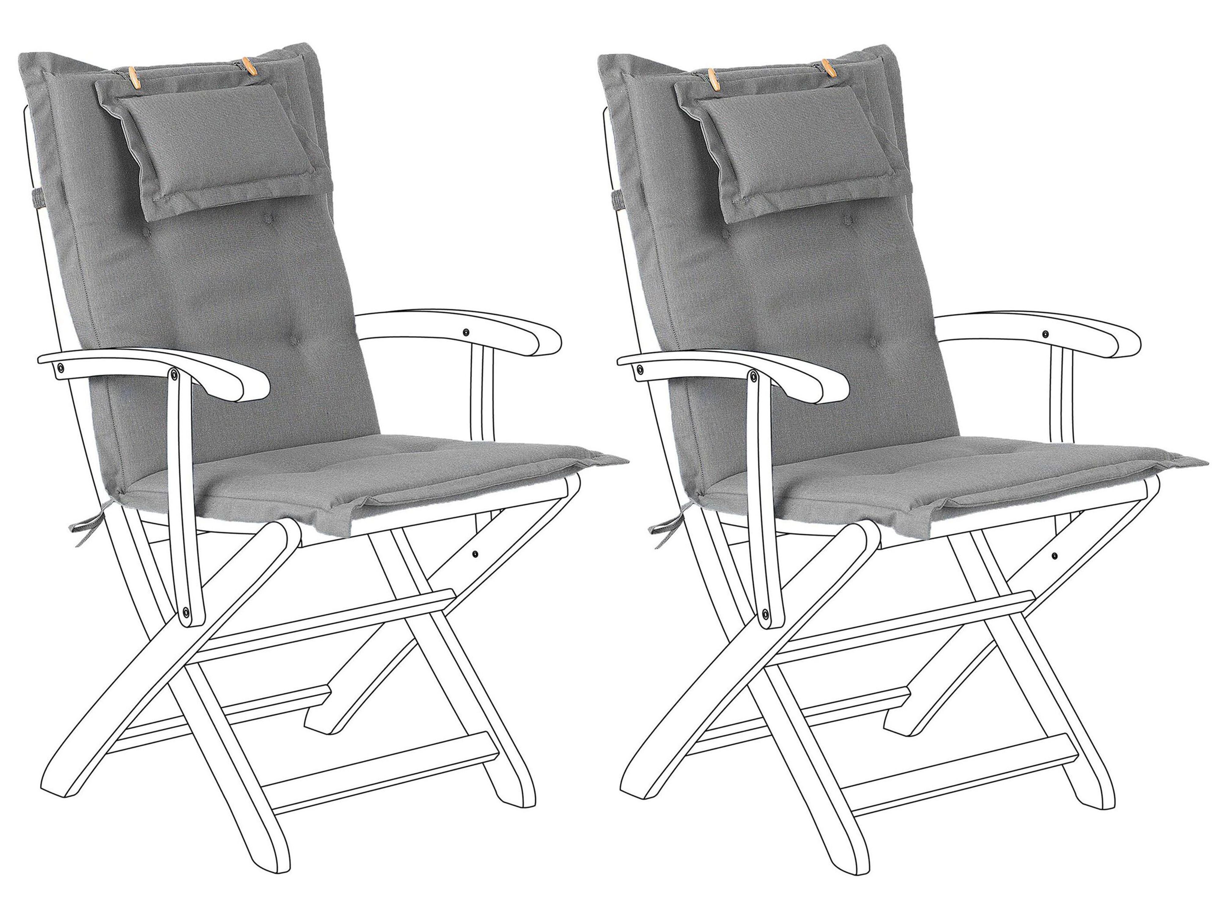 Set of 2 Back/Seat Cushions MAUI 40 x 54 cm Grey