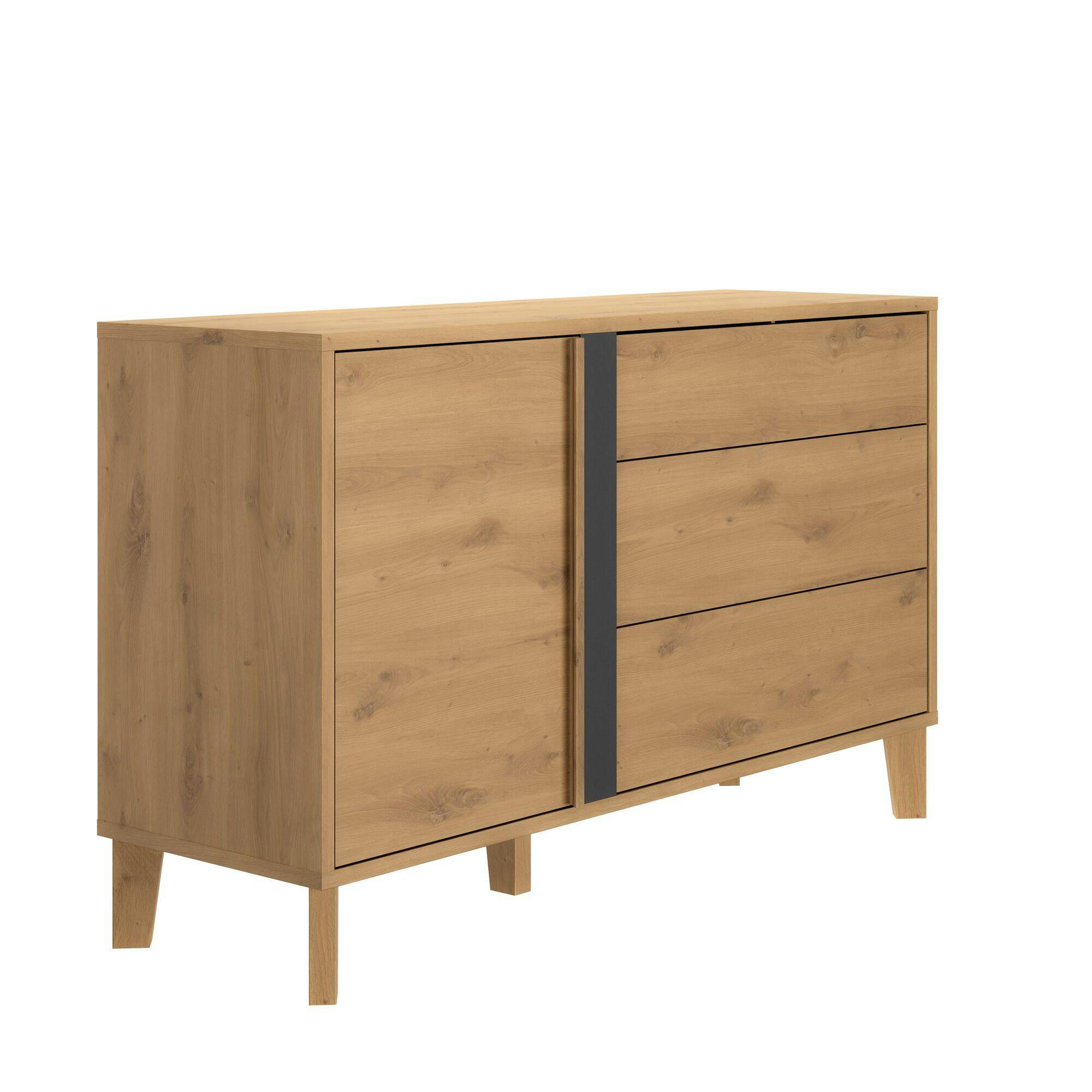 EVA - Commode 3 tiroirs effet bois clair